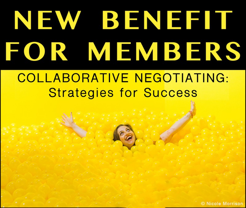 Collaborative Negotiating Event logo with Nicole Morrison ball pit photo